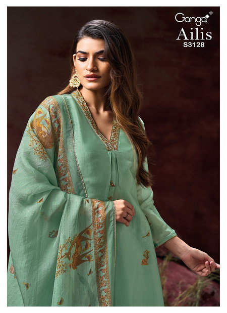 Ailis 3128 By Ganga Bemberg Silk Salwar Suit Wholesale Market In Surat With Price